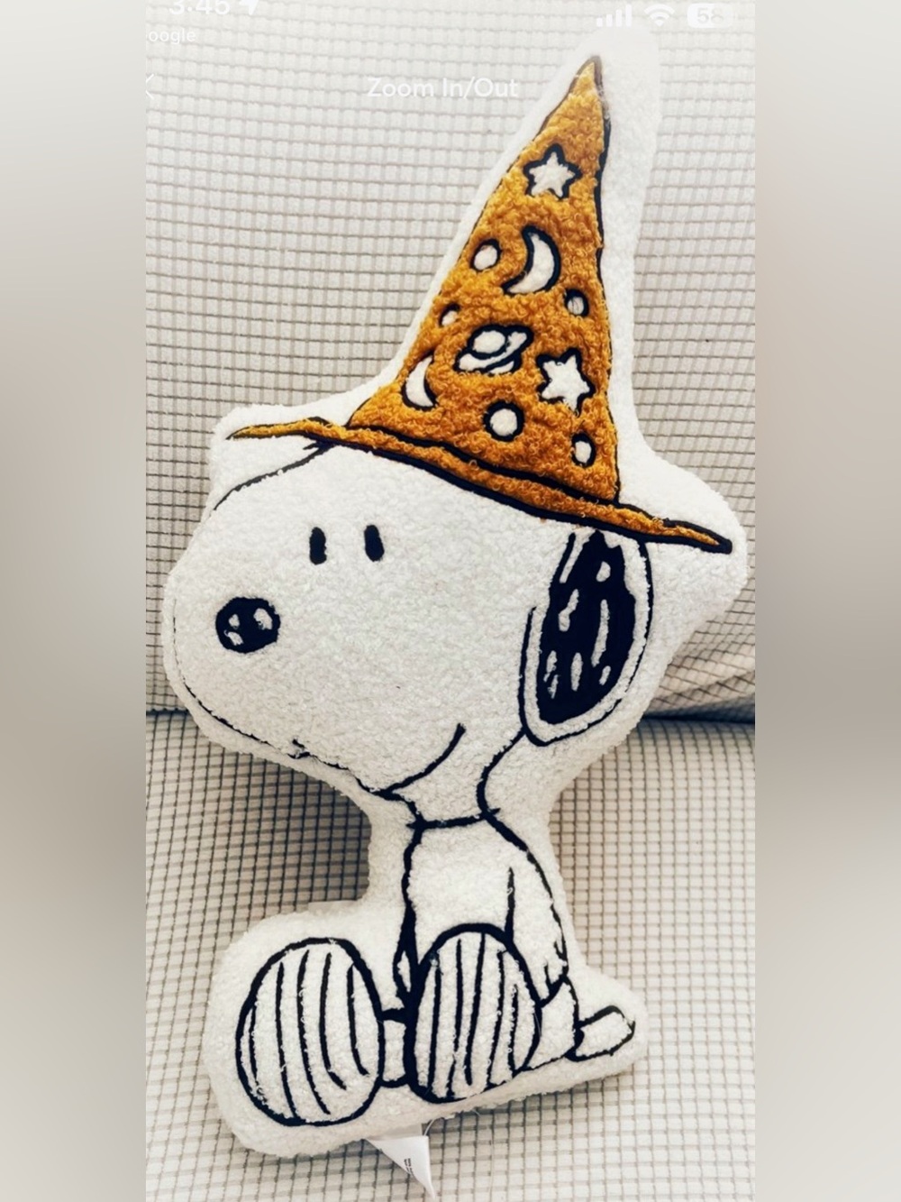 SNOOPY AS WIZARD / PEANUTS GANG SHERPA EMBROIDERED THROW PILLOW